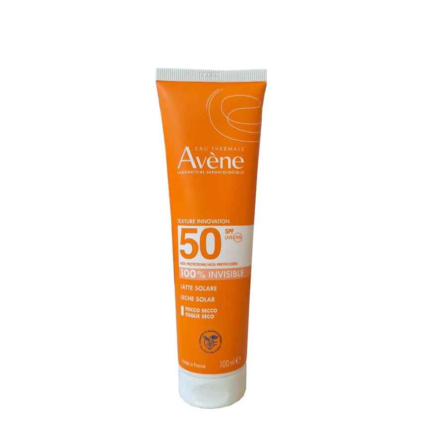 Avène Latte Solare Tocco Secco SPF 50+ 100 ml – Protezione Molto Alta per Pelle Sensibile