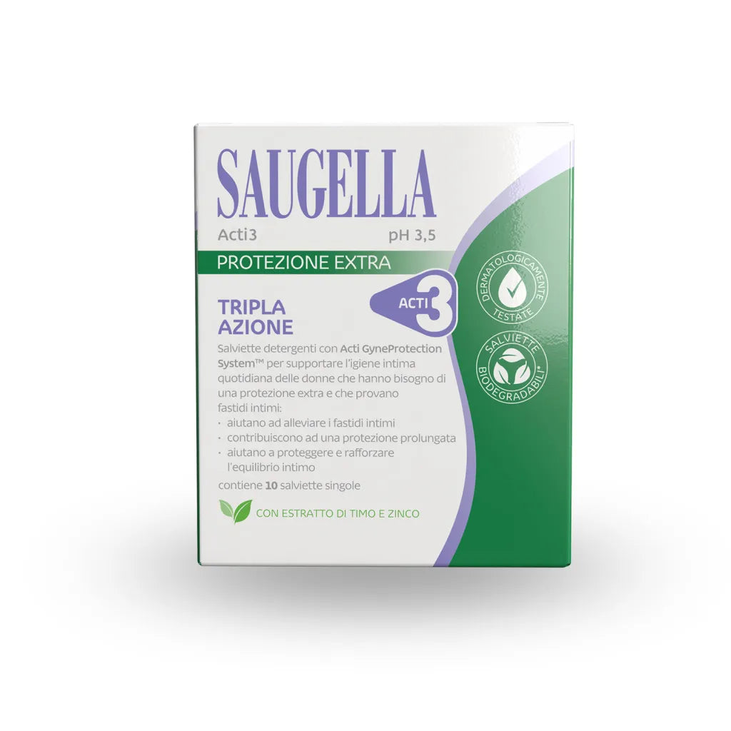 SAUGELLA Salviette Acti3 10 pz - Confezionate singolarmente - Farmacia Maria Cristina