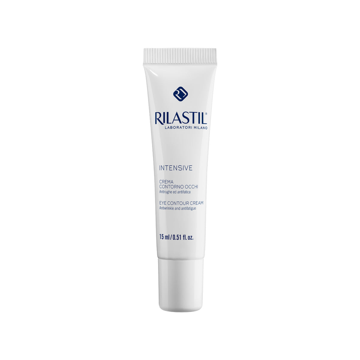Flacone di Rilastil Intensive Crema Contorno Occhi nutriente e antirughe fotografato presso Farmacia Maria Cristina Torino.