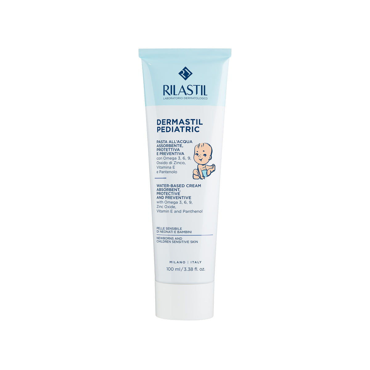 Confezione Rilastil Dermastil Pediatric Pasta all'Acqua protezione pannolino neonato venduto da Farmacia Maria Cristina