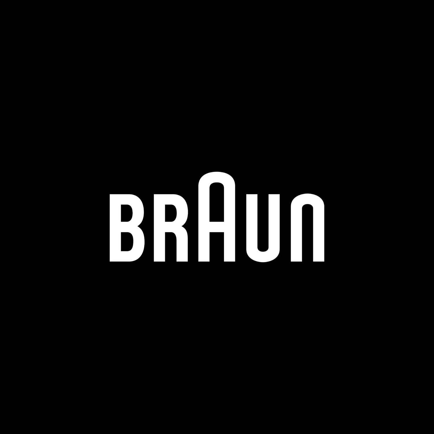 Logo Braun bianco su sfondo nero, marchio dispositivi medici e cura della persona