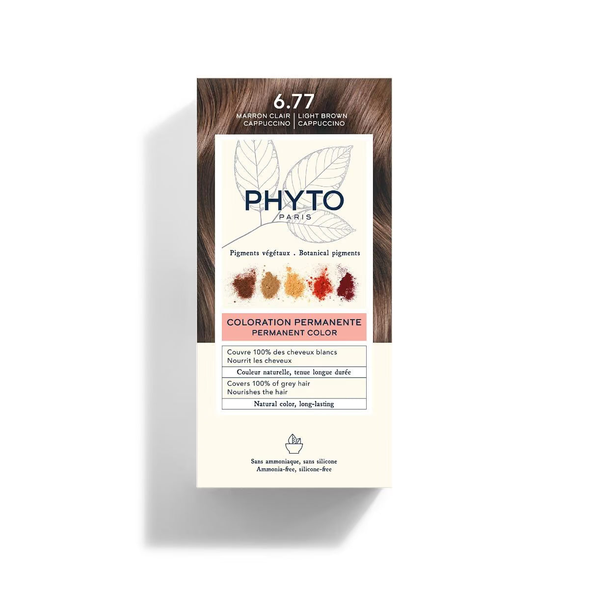 Phyto Hair Color6.77 Marrone Chiaro Cappuccino Kit