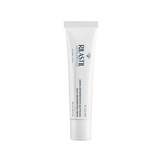 Confezione di Rilastil D-Clar Crema Depigmentante per macchie viso presso Farmacia Maria Cristina Torino.