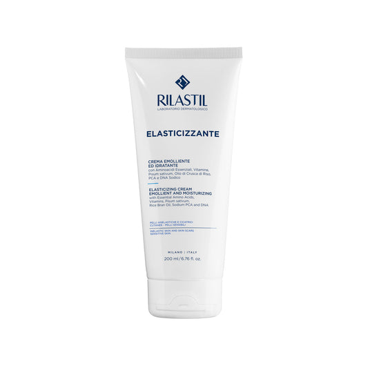 Tubetto di Rilastil Elasticizzante Crema per smagliature e cicatrici in vendita presso Farmacia Maria Cristina Torino.