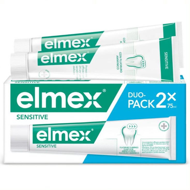 Confezione doppia Elmex Sensitive dentifricio per denti sensibili e protezione colletti dentali - Farmacia Maria Cristina Torino