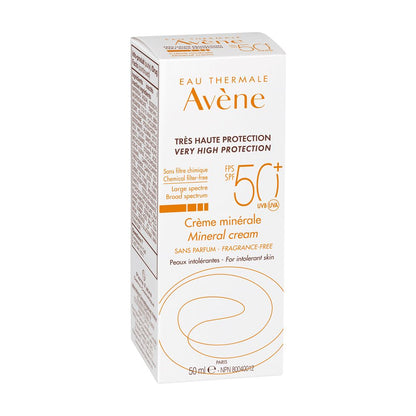 Eau Thermale Avène Crema Solare Schermo Minerale SPF 50+ 50ml - Protezione solare molto alta, viso