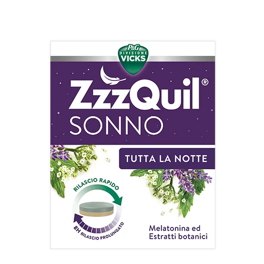 ZzzQuil Tutta La Notte Integratore Con Melatonina ed Estratti Botanici, 28 Compresse - Farmacia Maria Cristina