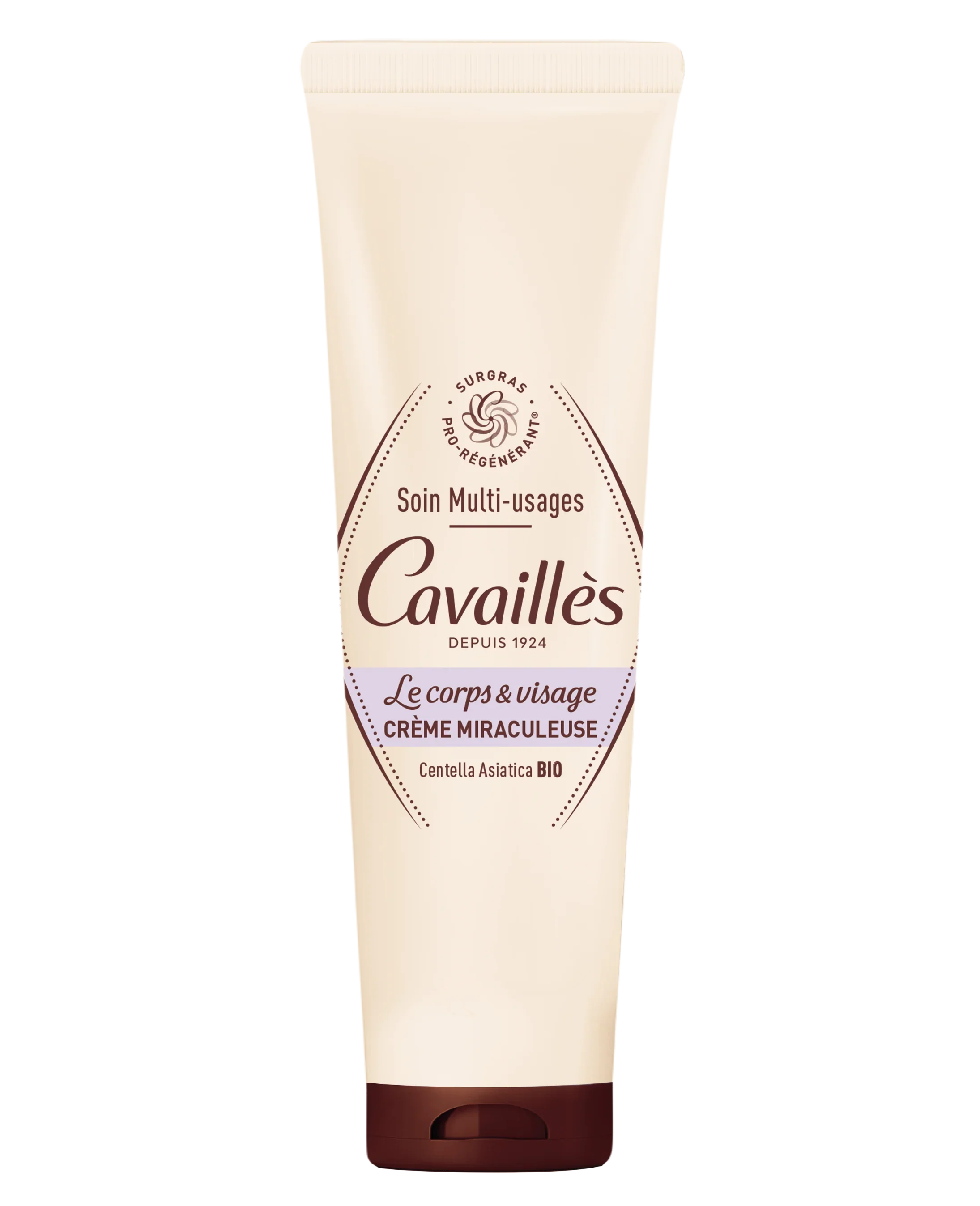 Crema multiuso corpo e viso Cavaillès con Centella Asiatica BIO, confezione fronte.