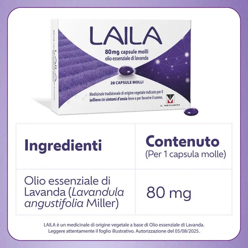Laila - Contro ansia lieve e disturbi del sonno - 28 Capsule Molli