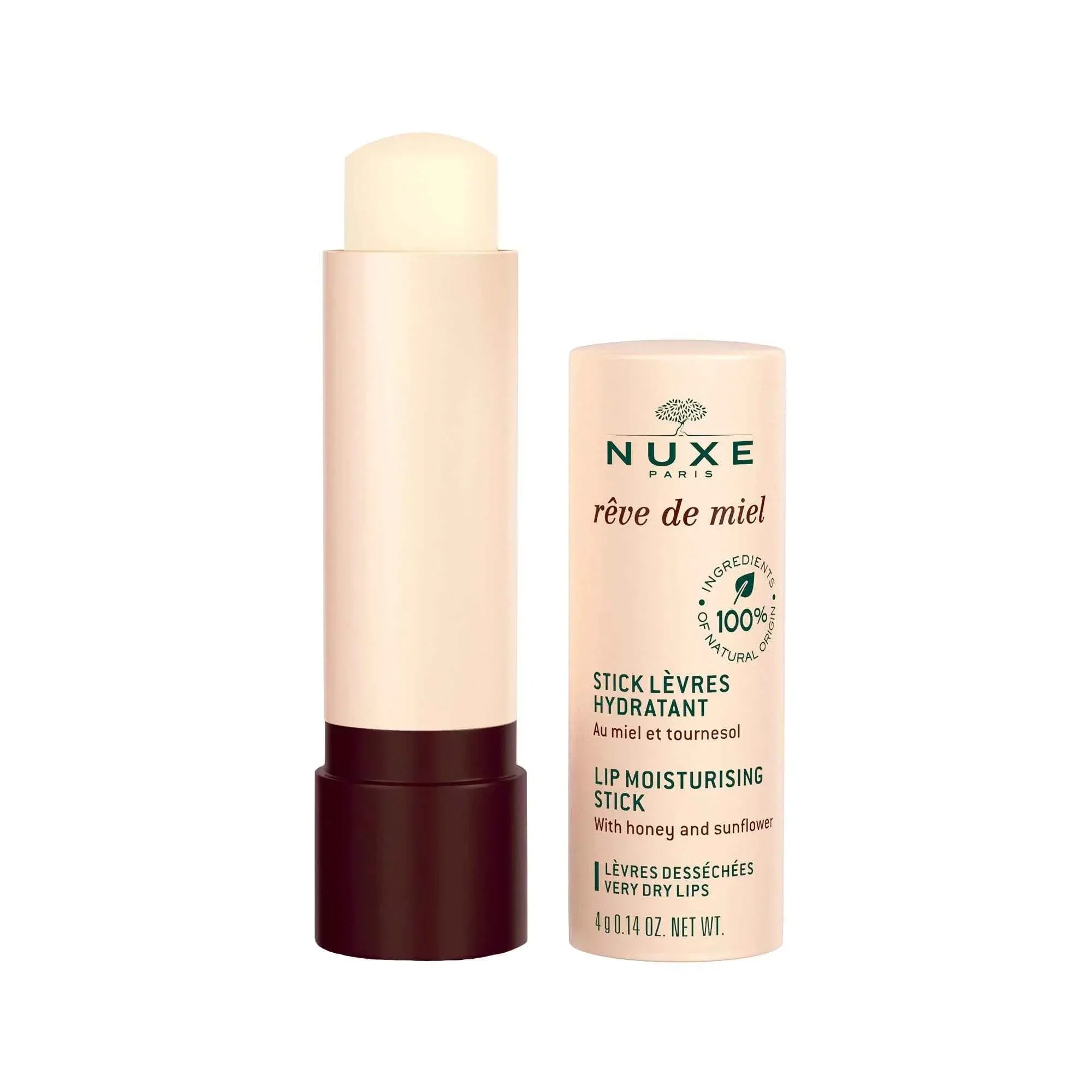 Stick labbra idratante Nuxe Rêve de Miel per labbra secche, con miele e girasole.