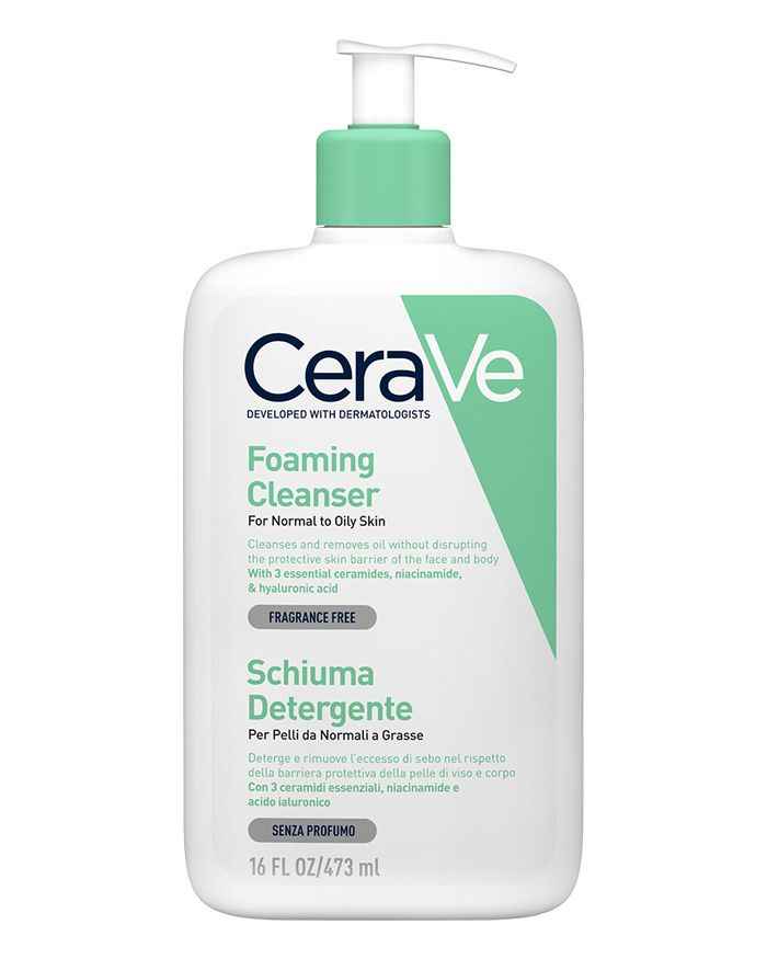 Schiuma detergente viso e corpo per pelli da normali a grasse