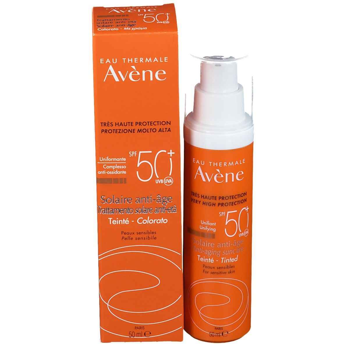 Eau Thermale Avène Trattamento Solare Anti-Età Colorato SPF 50+ 50ml - Protezione solare molto alta, viso